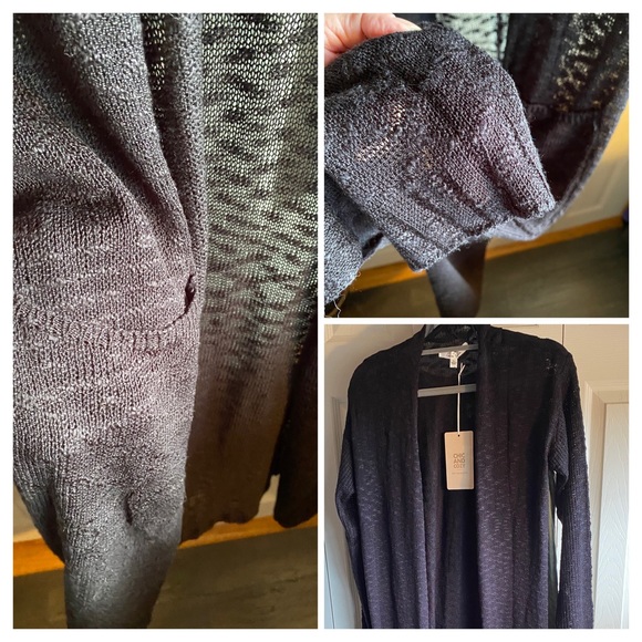 Love Tree NWT Black Knit Long Sleeve Midi Cardigan Sweater Large - Picture 5 of 10
